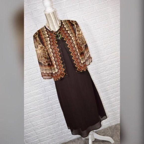 K Multi-Tone Brown 2-pc Dress Set. Size 6 - Picture 1 of 8